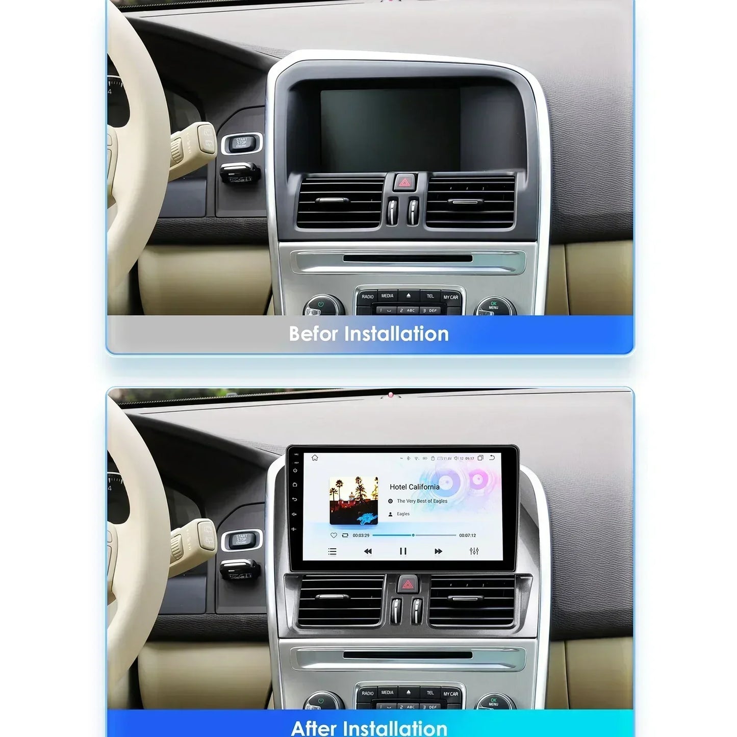 Volvo XC60 2008 - 2017 9" Android 14 Carplay Android auto wireless wifi bt gps 4g AUTMLM13