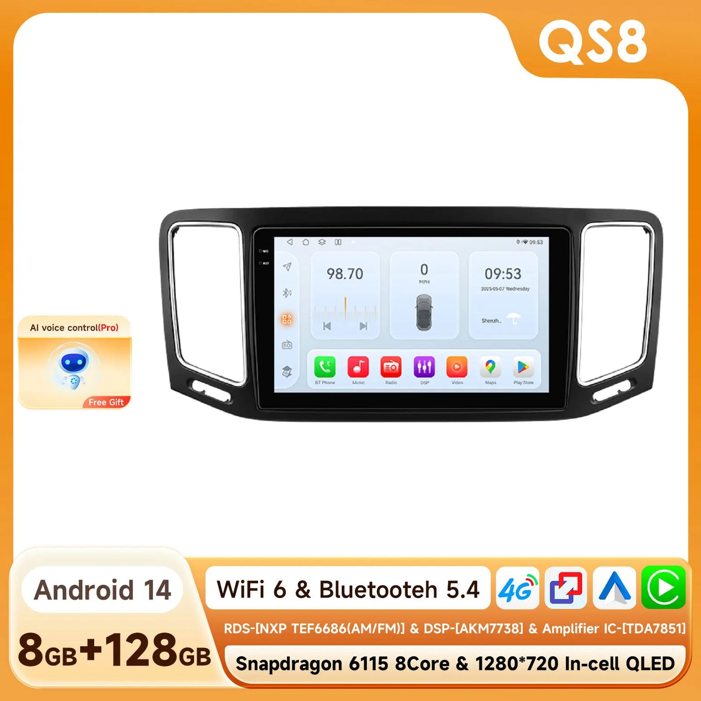 Volkswagen VW Sharan SEAT Alhambra 7N 2010-2022 Multimedia Player GPS Carplay Android auto wireless 4G WiFi Video AUTMJ9HF