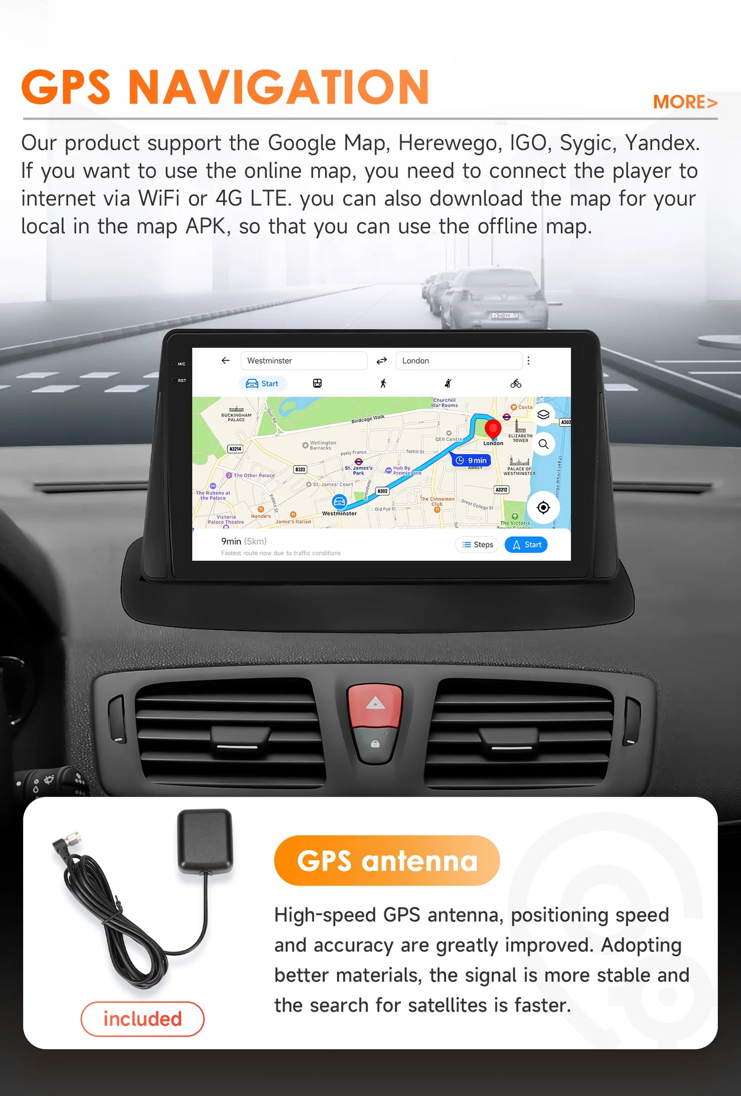 Renault Megane 3 Fluence Samsung SM3 2008-2014 9" Android 14 Carplay Android auto wireless wifi bt gps 4g  AUTMNXGW