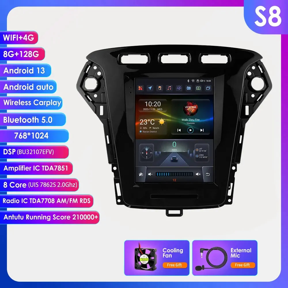 Ford Mondeo MK4 / Galaxy 2011-2013 9,7" Android 14 Carplay Android auto wireless wifi bt gps 4g  AUTMDQYD