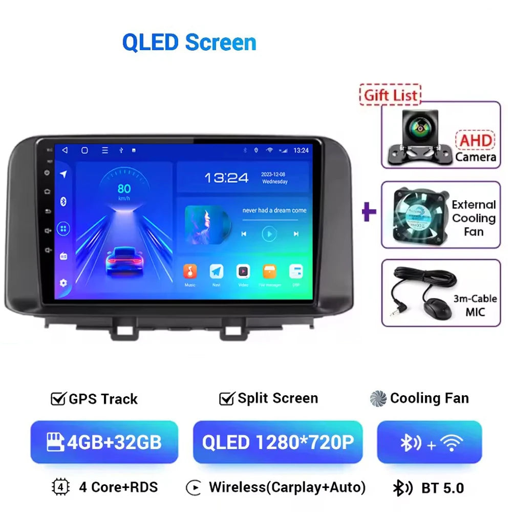 Hyundai Kona 2018-2022 Android 14 Multimedia Video Player GPS RDS DSP 5G Carplay Auto AUTMHKDFN