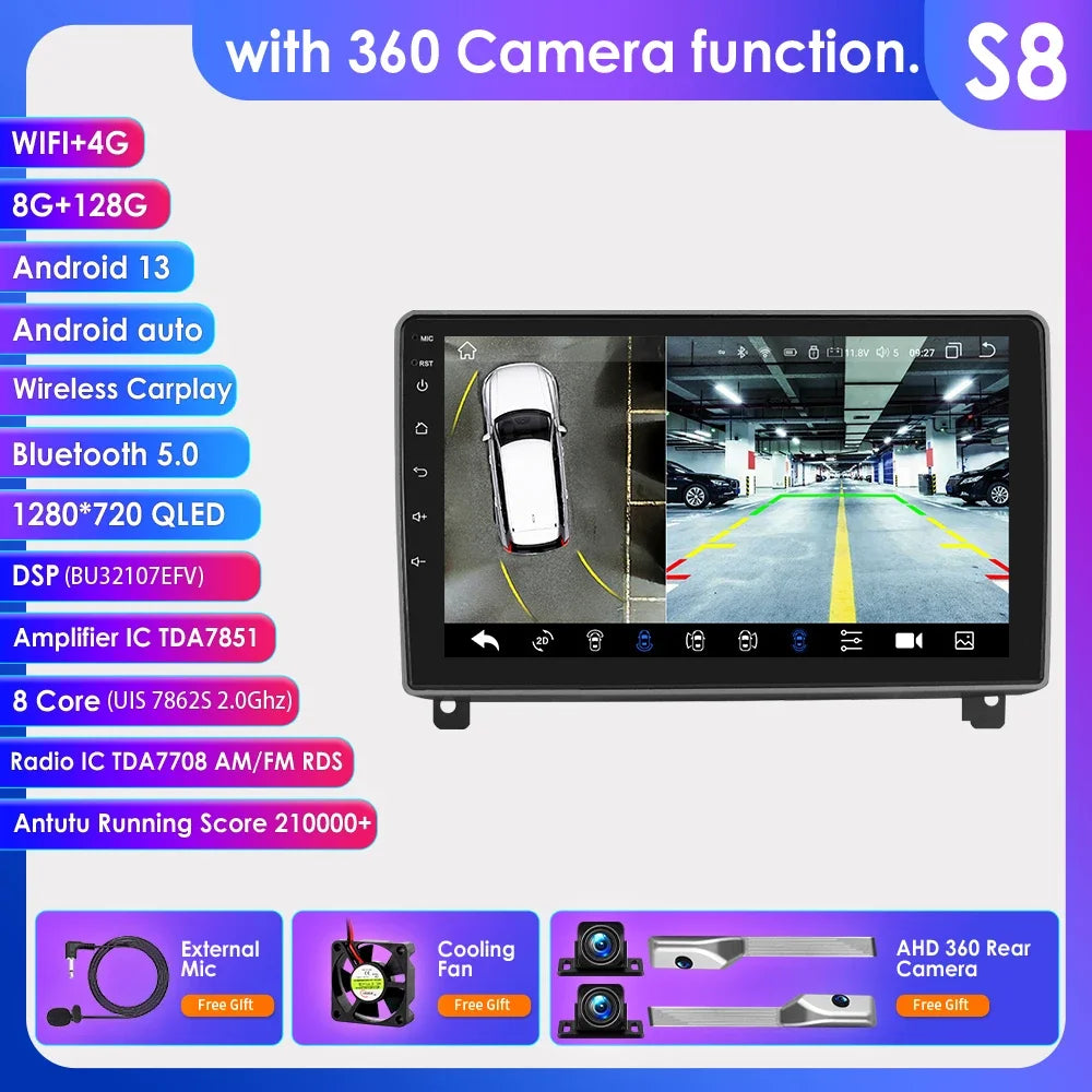 Peugeot 407 1  2004-2011 9" Android 14 Carplay Android auto wireless wifi bt gps 4g AUTMRWH2