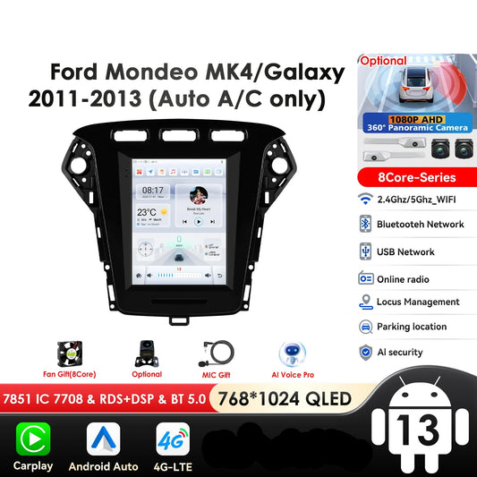 Ford Mondeo MK4 / Galaxy 2011-2013 9,7" Android 14 Carplay Android auto wireless wifi bt gps 4g  AUTMDQYD