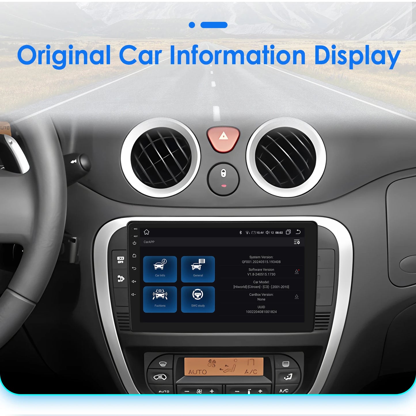Citroen C2 C3 2001 - 2010 9" Android 14 Carplay Android auto wireless wifi bt gps 4g  AUTME40A