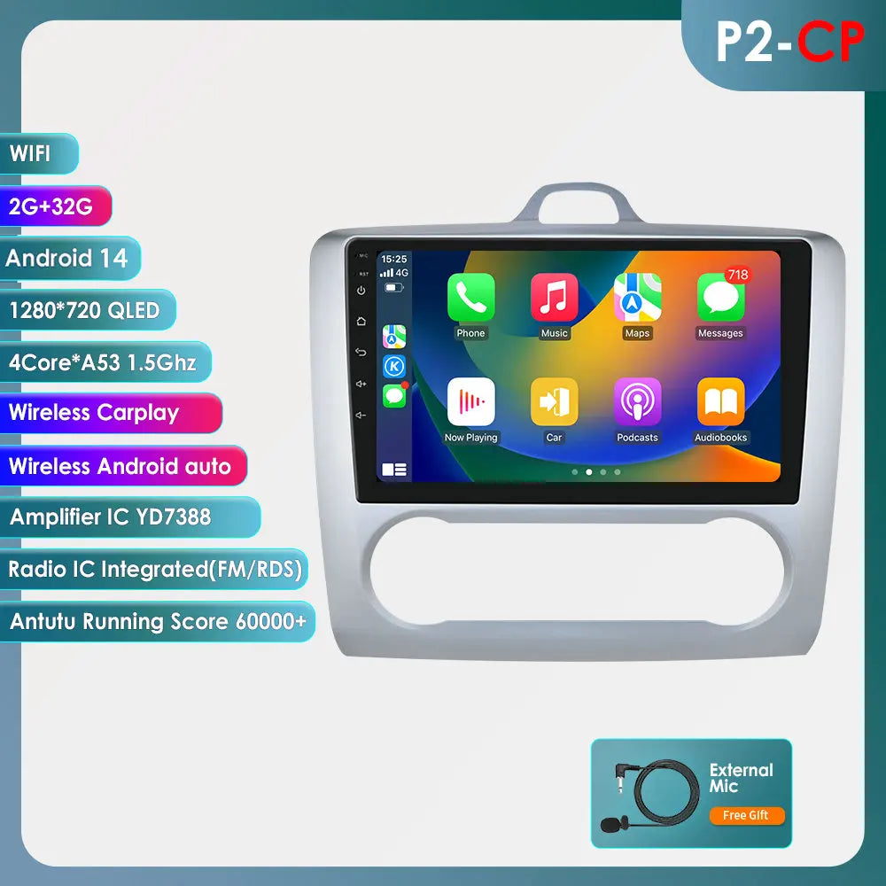 Ford Focus  2004-2011 9" / 10,33"  Android 14 Carplay Android auto wireless wifi bt gps 4g AUTMQRQU