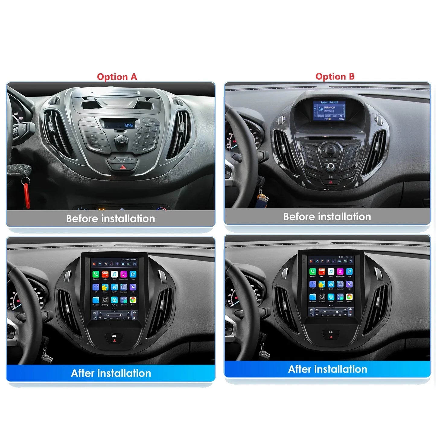 Ford Transit Tourneo 2012-2023 9,7" Android 14 Carplay Android auto wireless wifi bt gps 4g AUTM1KTA