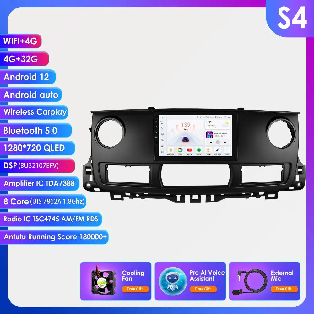 Renault Master 2003 - 2011 9" Android 14 Carplay Android auto wireless wifi bt gps 4g  AUTMAV61