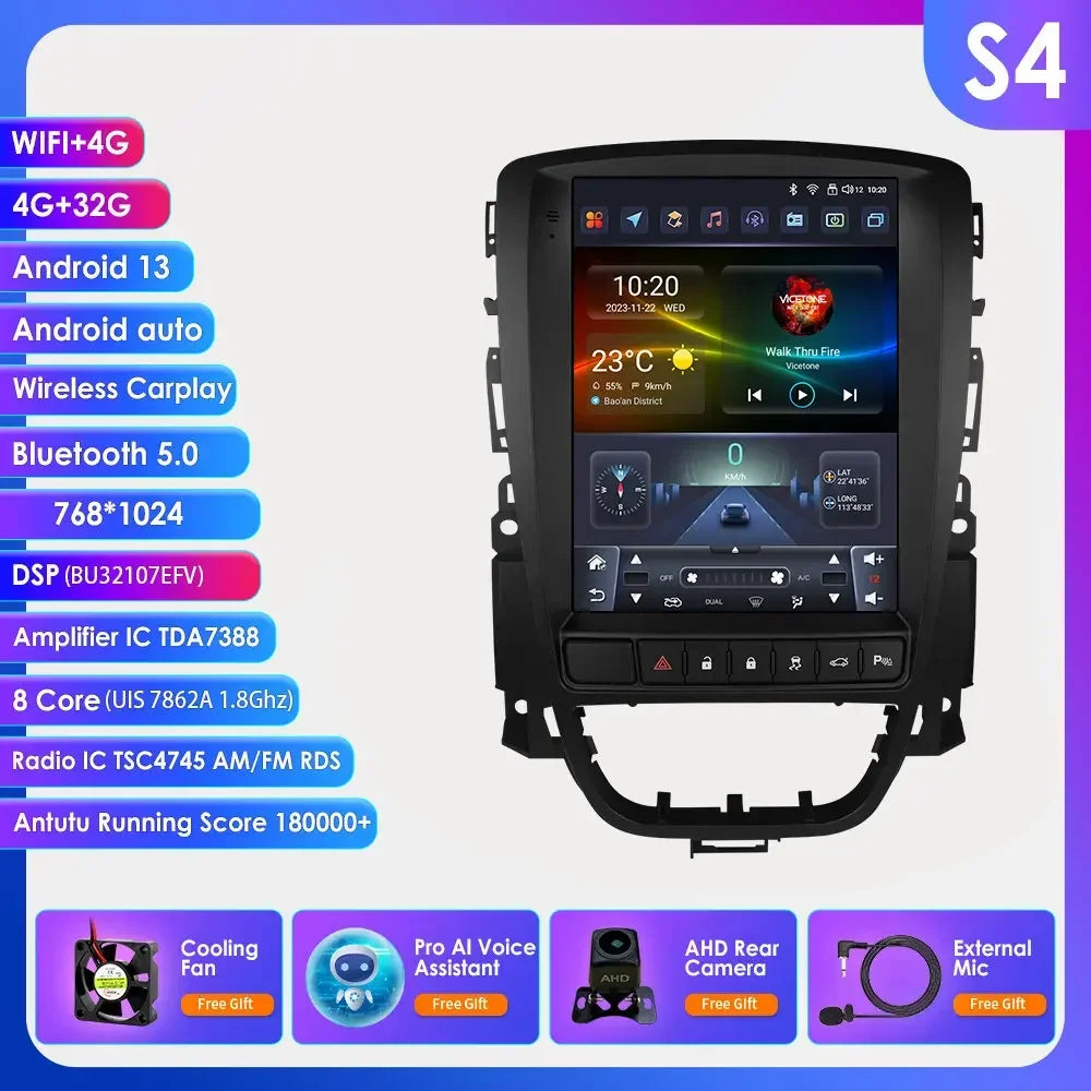 Opel Astra J Vauxhall Buick Verano 2009-2013 9,7" Android 14 Carplay Android auto wireless wifi bt gps 4g  AUTMPT97