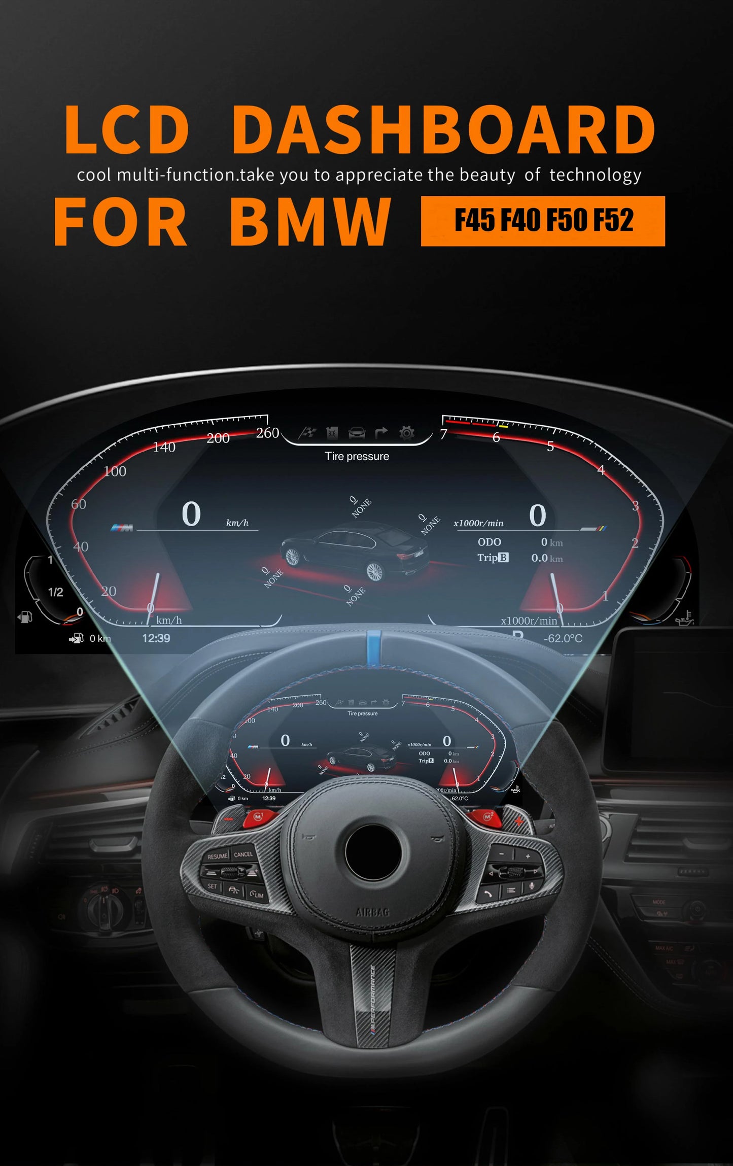 BMW Series 1 2 F45 F40 F50 F52 12.3" Quadrante digitale lcd AUTMBMWF4552