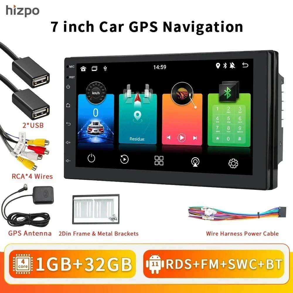 Universale 2 DIN 7" Android 14 Carplay Android auto wireless wifi bt gps 4g AUTMIYLG