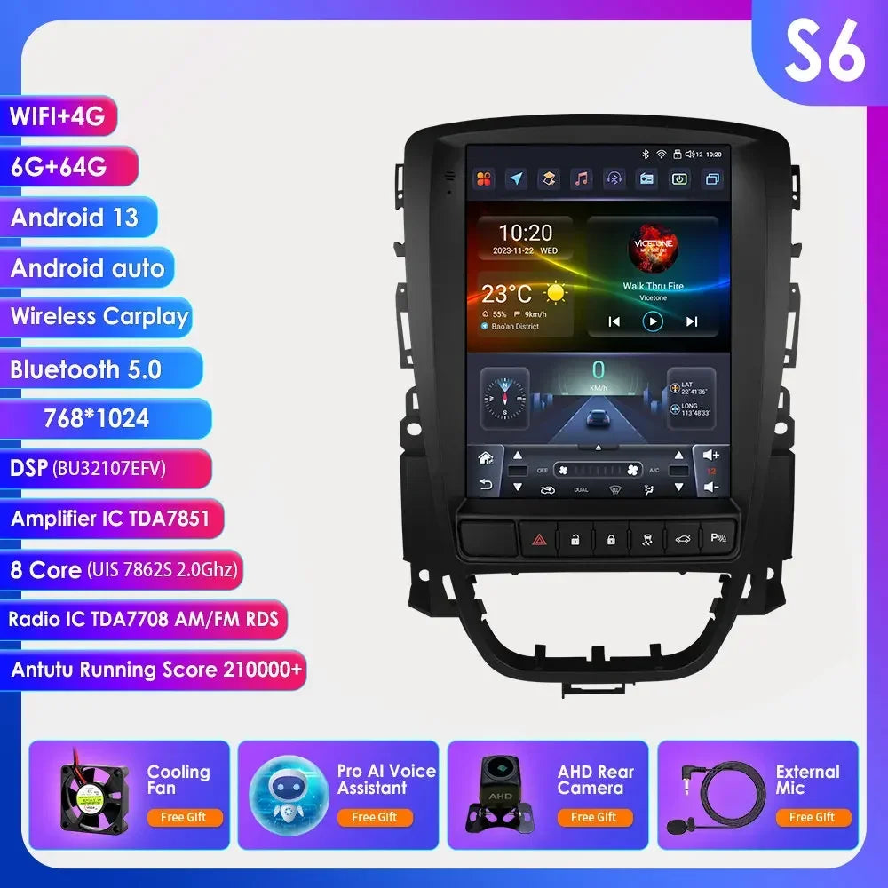 Opel Astra J Vauxhall Buick Verano 2009-2013 9,7" Android 14 Carplay Android auto wireless wifi bt gps 4g  AUTMPT97