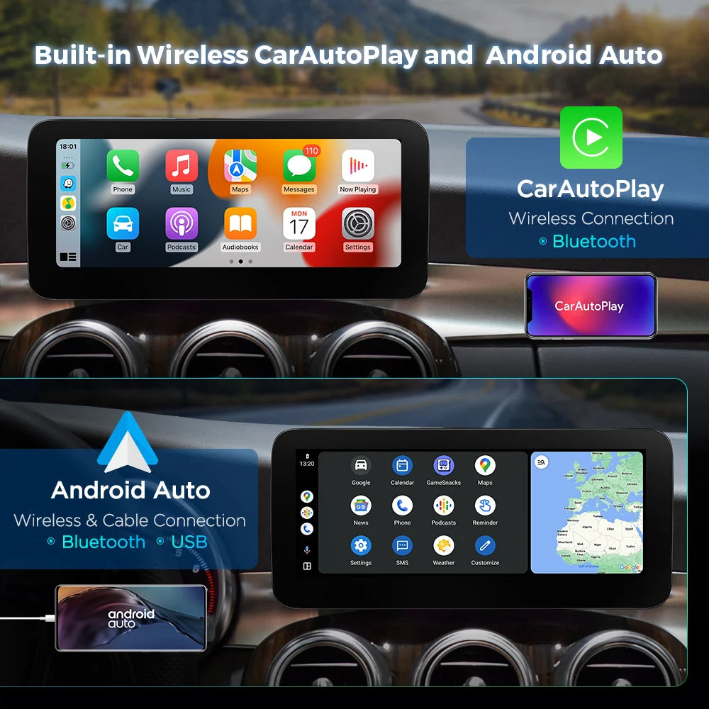 Mercedes C- W205 NGT 5.1 5.2 10.25'' Car Radio   Android13  8 Core  8+128GB 4G CarPlay Android Auto WIFI QAM1250M12C5