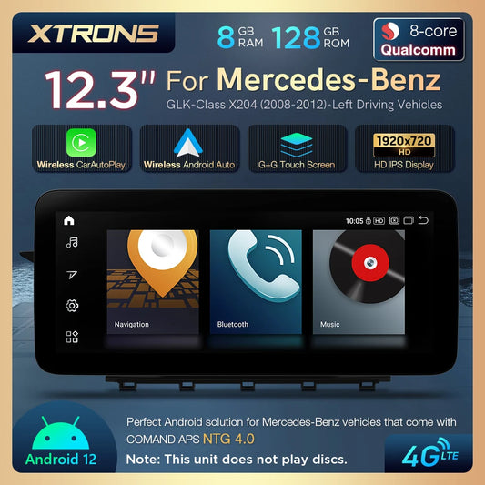 Mercedes GLK- X204 NTG4.0/4.5/4.7 12.3'' Android 12  8+128 Car Radio  CarPlay Android Auto  4G  QXM2240PM12GLK40L