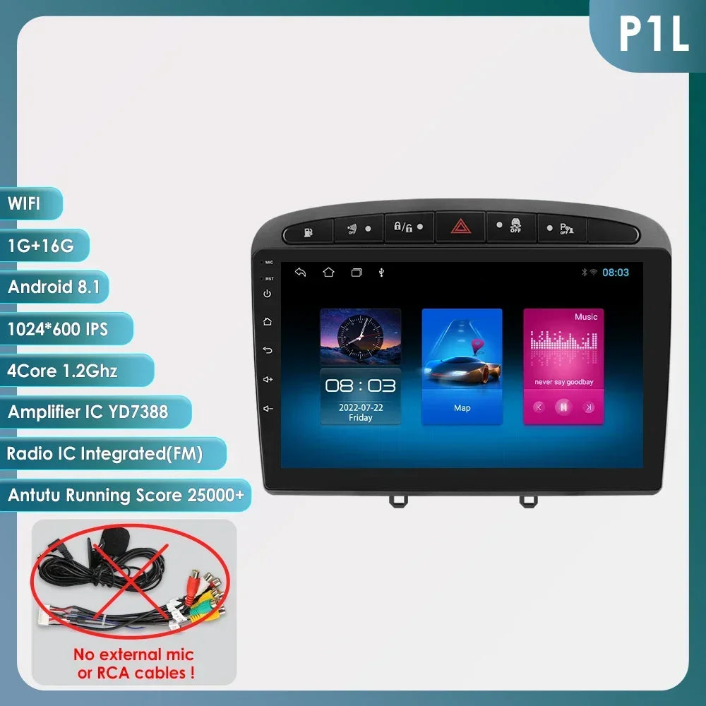Peugeot 308 308SW Peugeot 9" Android 14 Carplay Android auto wireless wifi bt gps 4g  AUTMAJNZ