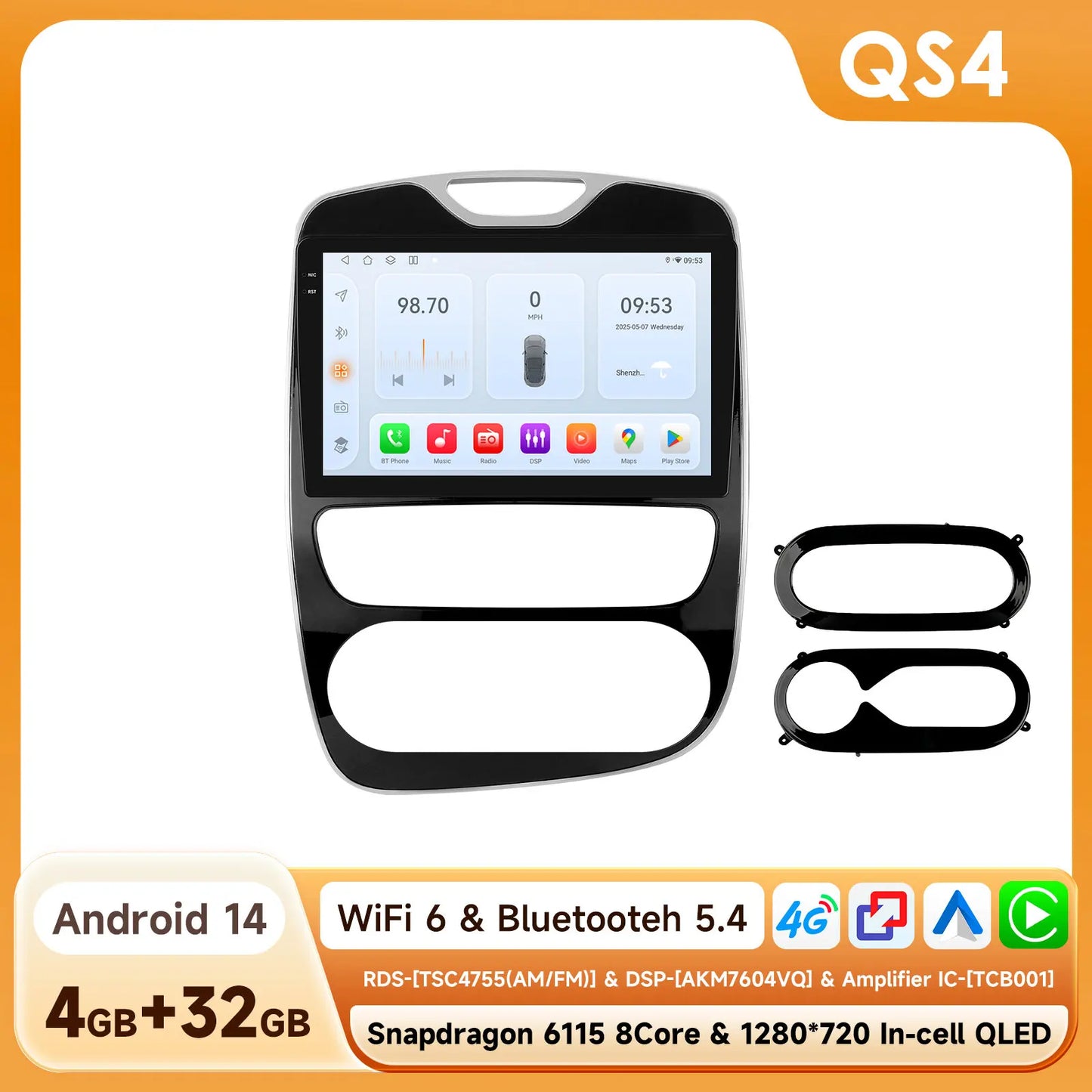 Renault Clio 4 2012-2019 10,1" / 10,33"  Android 14 Carplay Android auto wireless wifi bt gps 4g  AUTMXIAG