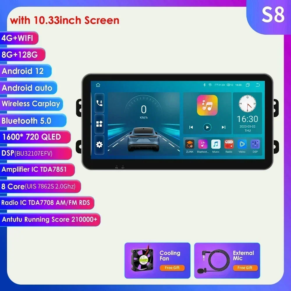 Suzuki SX4/Fiat 16 2005-2014 9" Android 14 Carplay Android auto wireless wifi bt gps 4g AUTMDSJD