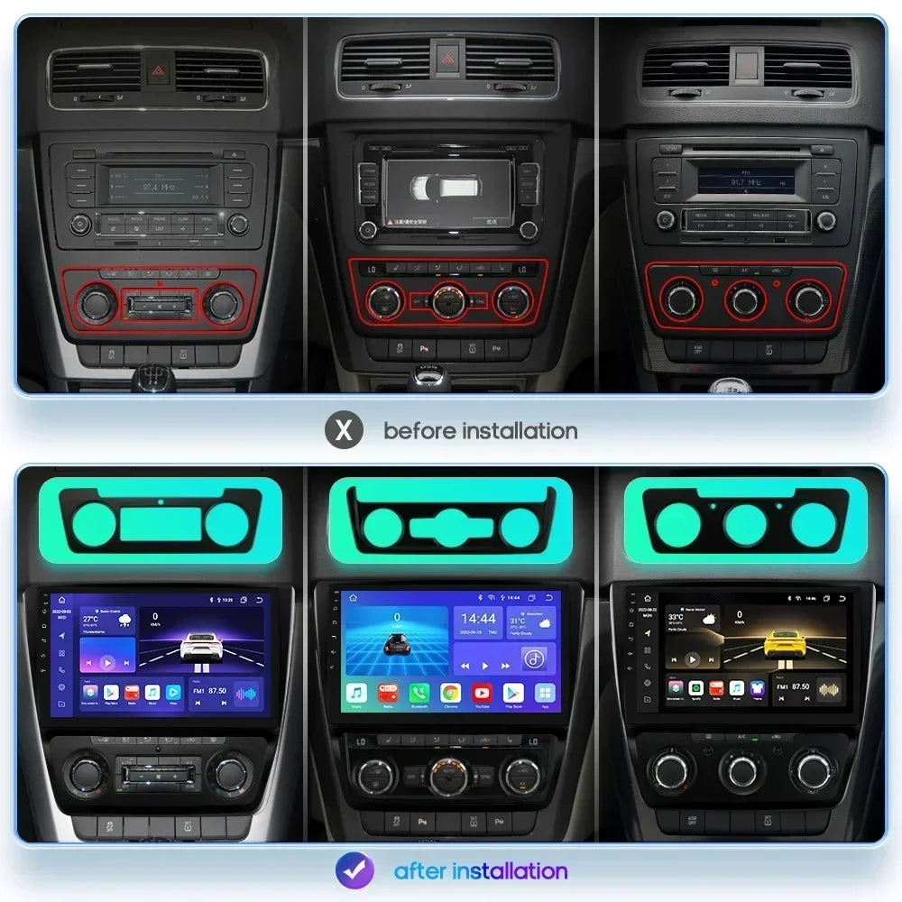 Skoda Yeti 5L 2009-2014 9" 10,33" Android 14 Carplay Android auto wireless wifi bt gps 4g  AUTMXR7U