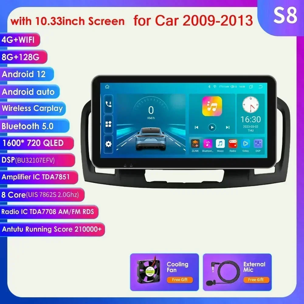 Opel Insignia 2009-2017 9" Android 14 Carplay Android auto wireless wifi bt gps 4g  AUTM9ZD8