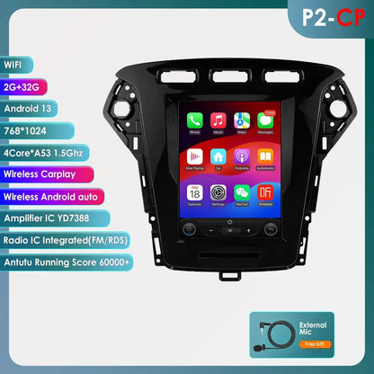 Ford Mondeo MK4 / Galaxy 2011-2013 9,7" Android 14 Carplay Android auto wireless wifi bt gps 4g  AUTMDQYD