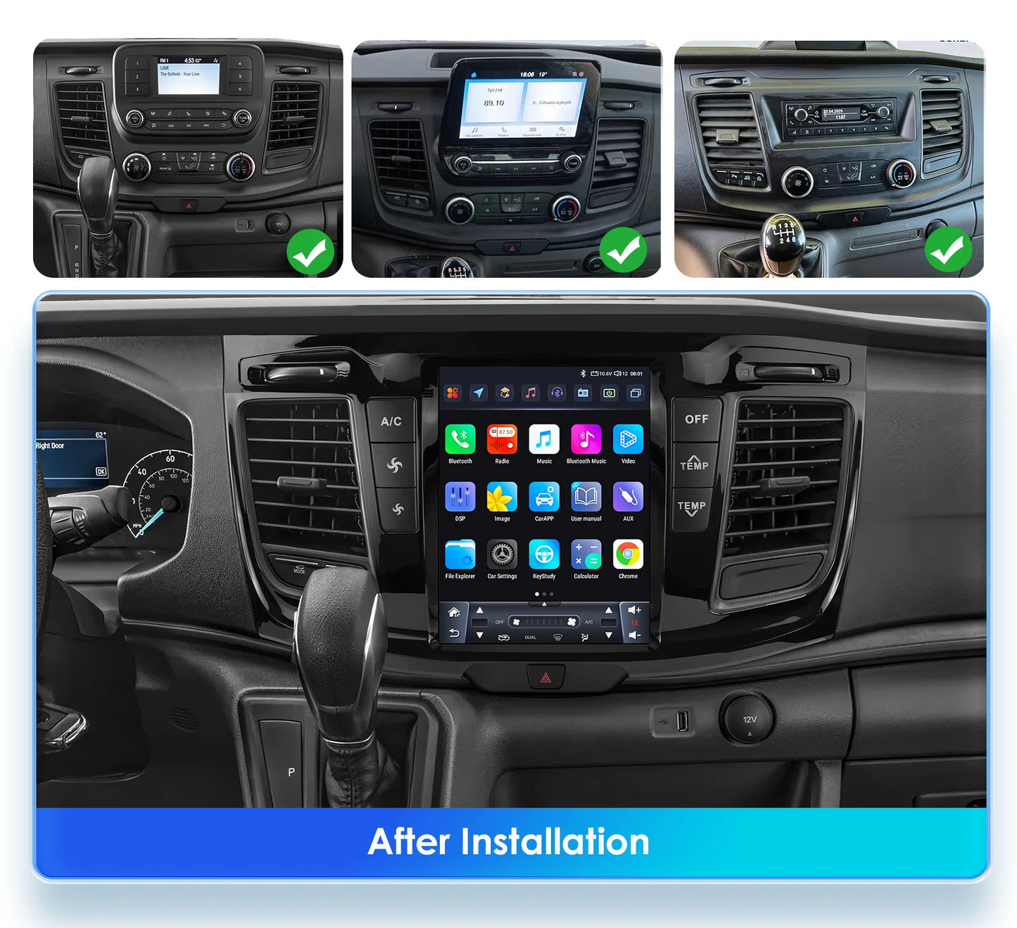 Ford Transit 2021-2023  Android 14 9.7 "  Car Stereo GPS Carplay Android Auto wireless  Multimedia Intelligent Player AUTM7GJT