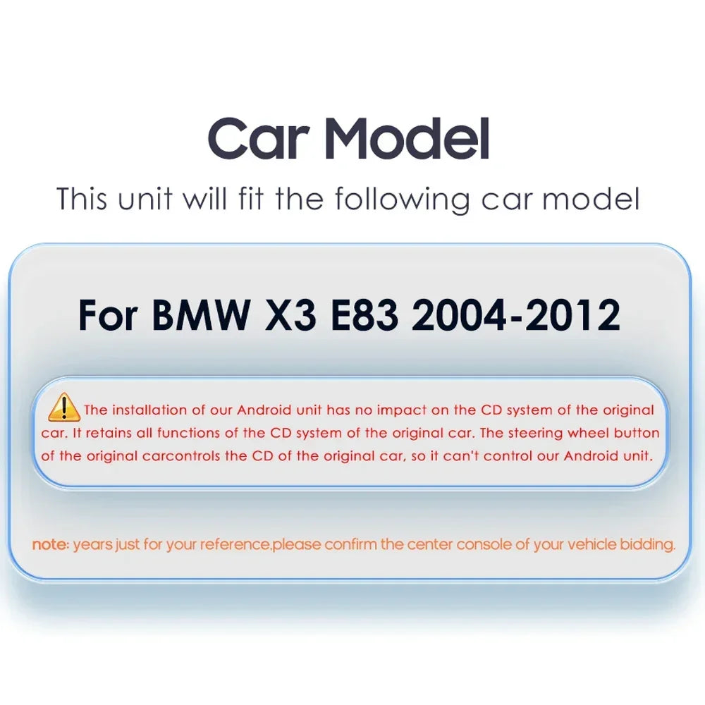 BMW X3 E83 2004- 2012 9" Android 14 Carplay Android auto wireless wifi bt gps 4g AUTMW98Z