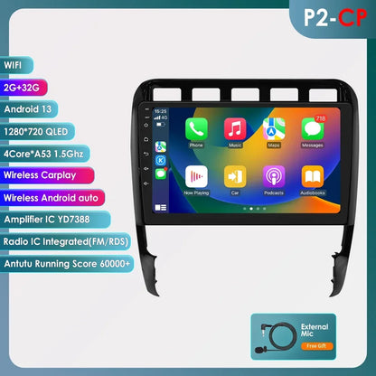 Porsche Cayenne 2002 - 2010 9" Android 14 Carplay Android auto wireless wifi bt gps 4g AUTM29SA