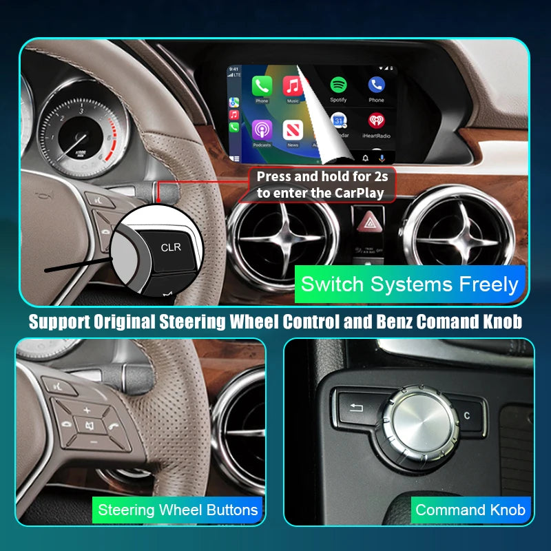 Mercedes Benz GLK 2008-2015, NTG 4.0/4.5/4.7 Wireless CarPlay  Android Auto Mirror Link AirPlay GPS AUTMGLKNTG4