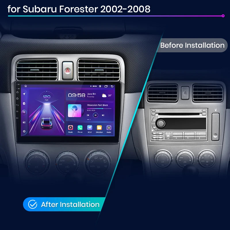 Subaru Forester SG 2002 - 2008 Car Radio RDS WIFI BT GPS wireless CarPlay Android Auto car intelligent systems AUTMSUBFRT