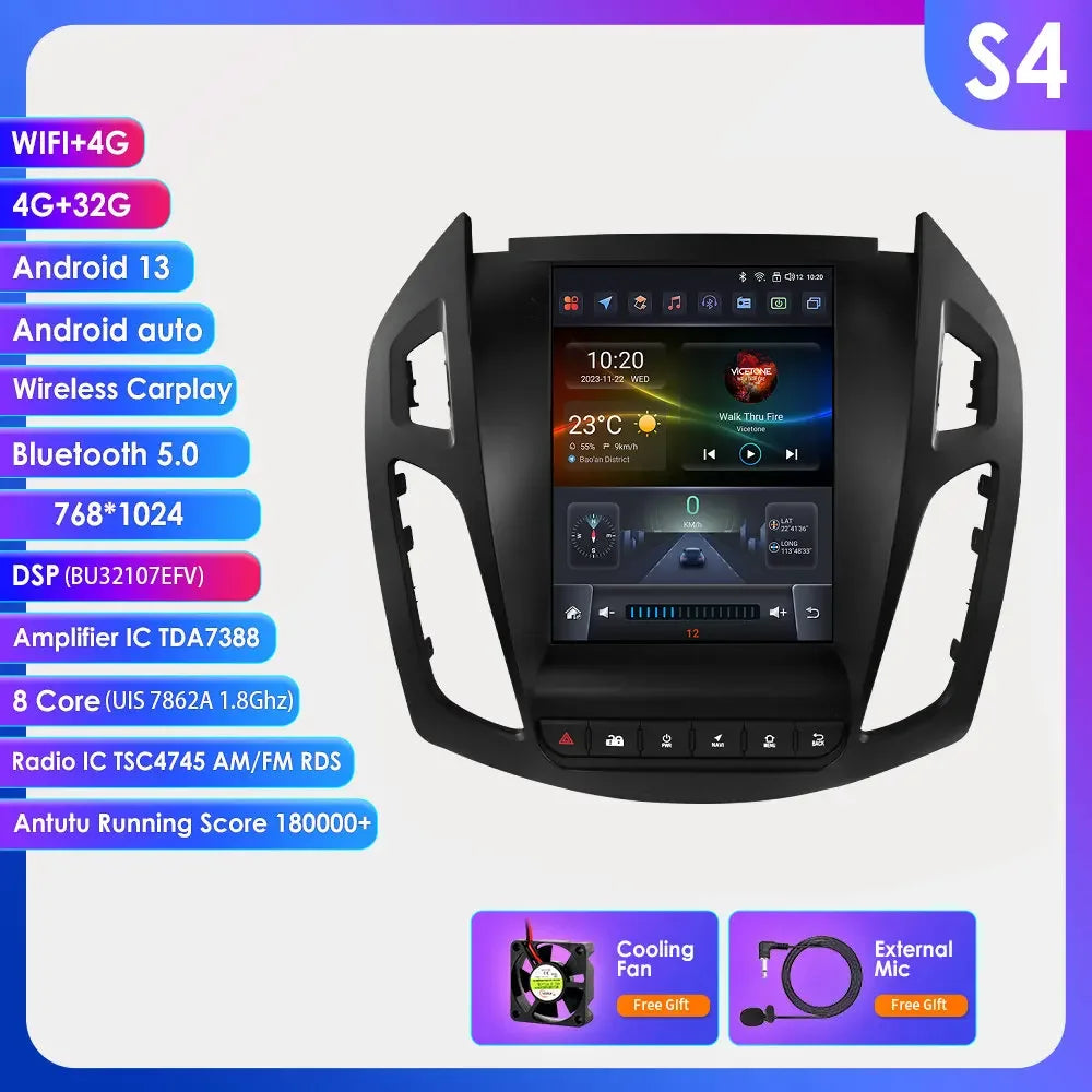 Ford Transit Connect / Tourneo Connect 2013 - 2018 9,7" Android 14 Carplay Android auto wireless wifi bt gps 4g  AUTMEZ9J