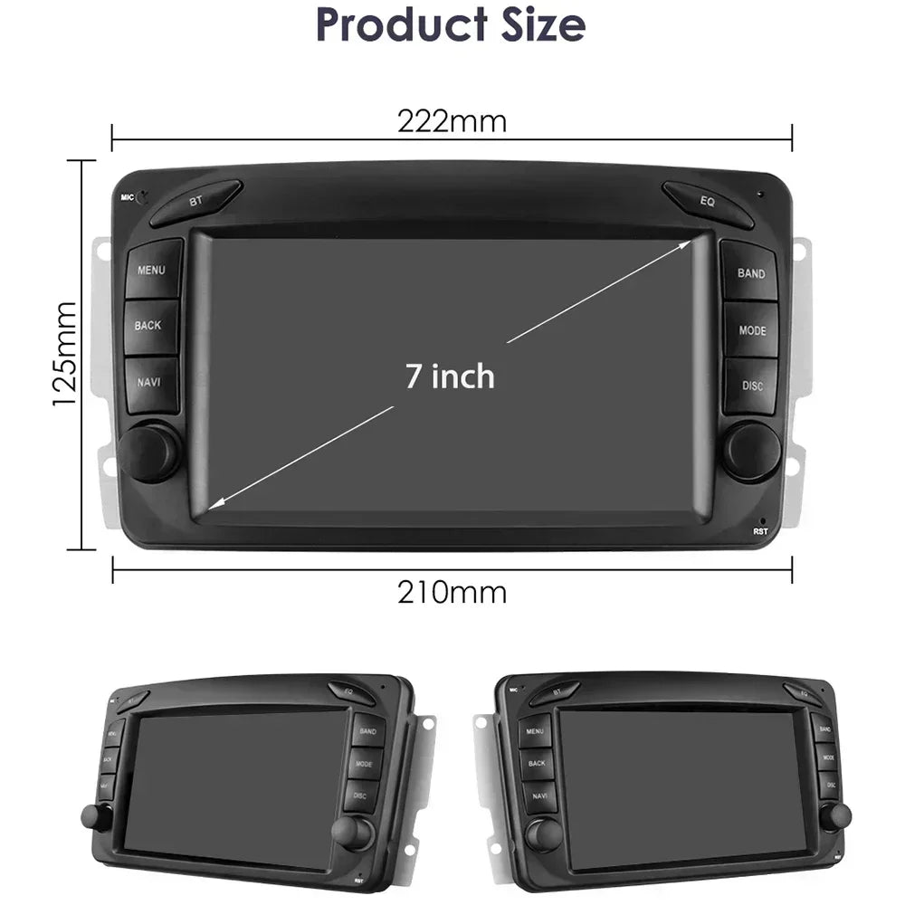 Mercedes Benz CLK C209 W209 W203 W463 W168 Viano 7" Android 14 Carplay Android auto wireless wifi bt gps 4g  AUTM3WB7