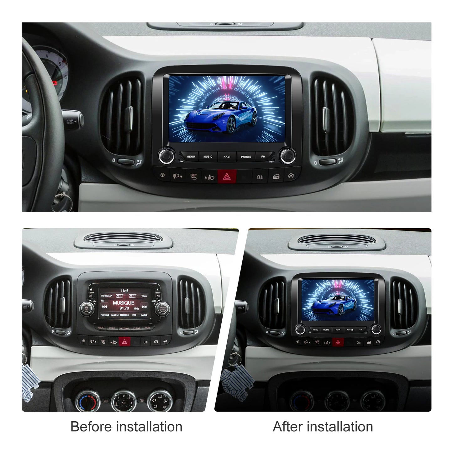 Fiat 500L 2013-2019  2 Din 2+64GB   7" Android 12 Wireless Carplay/Android Auto Car MP3 Player WIFI GPS AUTMFT500L7