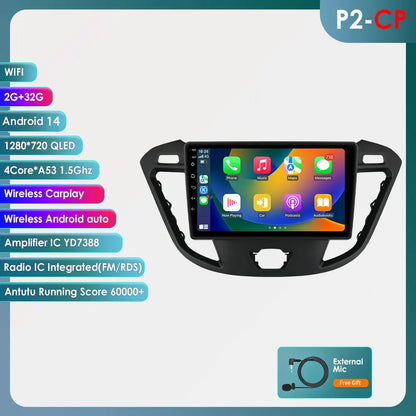Ford Transit Tourneo Custom 2013-2021 9" Android 14 Carplay Android auto wireless wifi bt gps 4g  AUTMCWA3