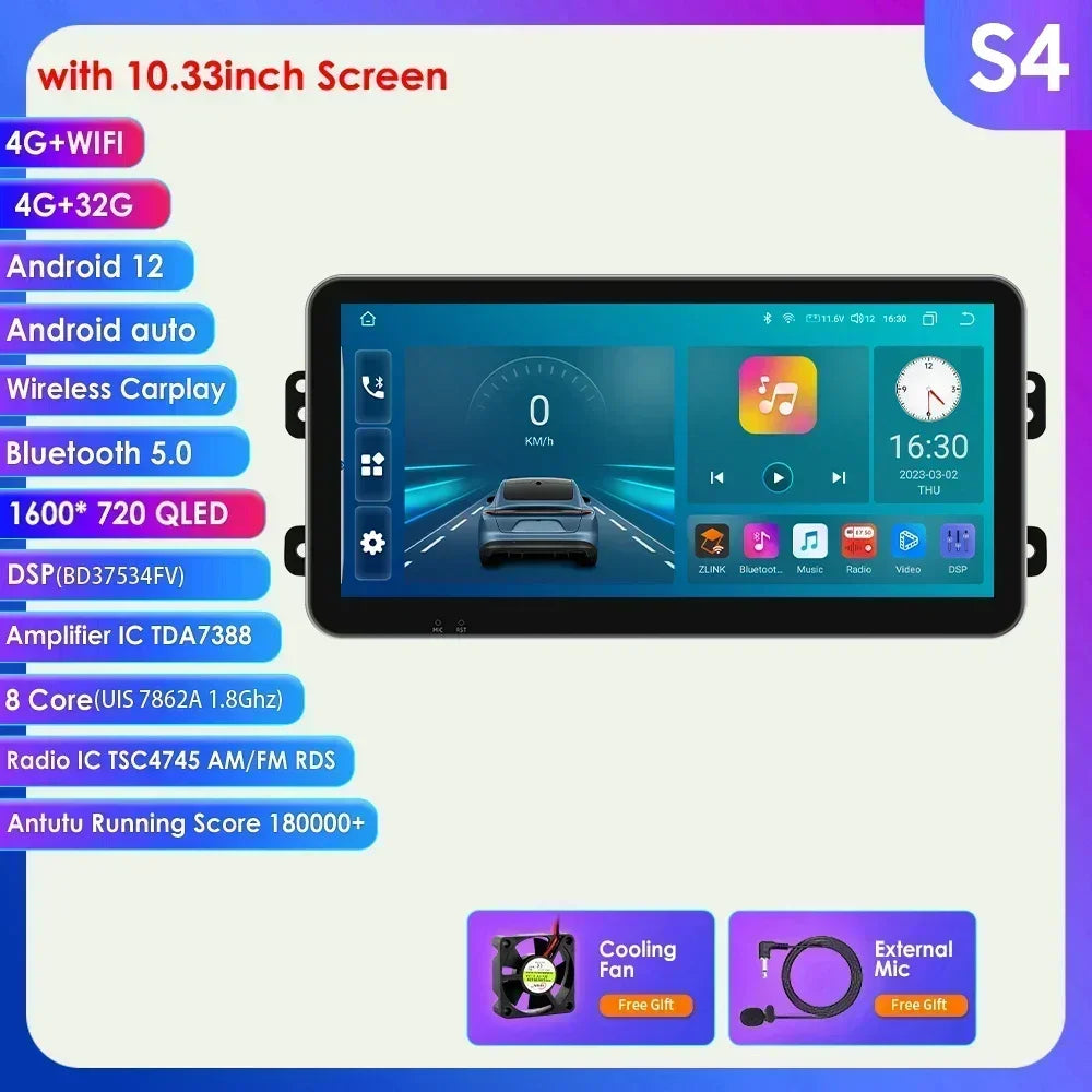 Suzuki SX4/Fiat 16 2005-2014 9" Android 14 Carplay Android auto wireless wifi bt gps 4g AUTMDSJD