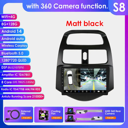 Chevrolet Spark Beat Matiz Creative 2010-2014 9" Android 14 Carplay Android auto wireless wifi bt gps 4g  AUTMTPT1