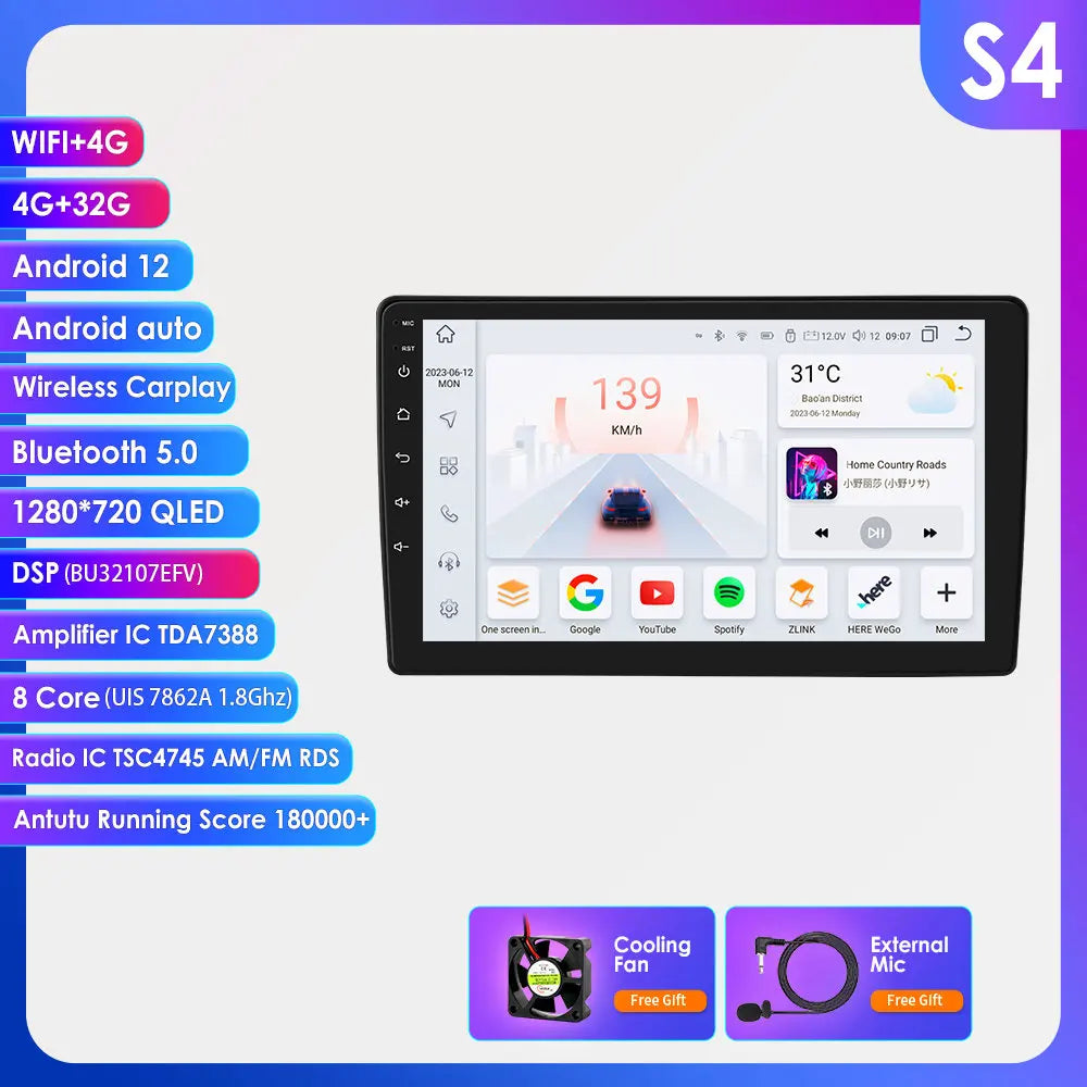 Citroen C2 C3 2001 - 2010 9" Android 14 Carplay Android auto wireless wifi bt gps 4g  AUTME40A