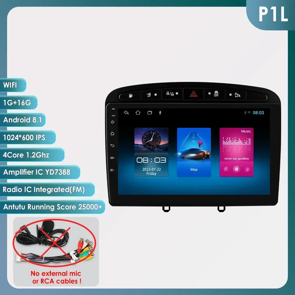 Peugeot 308 308SW Peugeot 9" Android 14 Carplay Android auto wireless wifi bt gps 4g  AUTMAJNZ