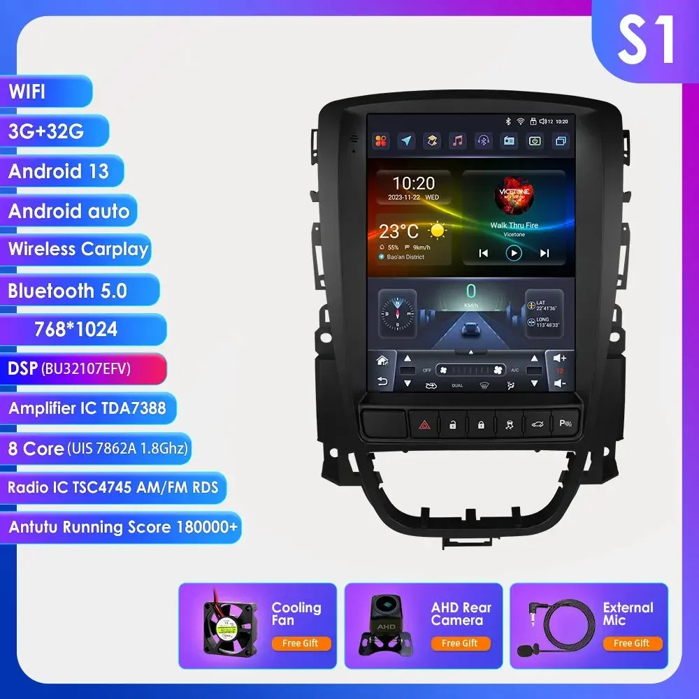 Opel Astra J Vauxhall Buick Verano 2009-2013 9,7" Android 14 Carplay Android auto wireless wifi bt gps 4g  AUTMPT97
