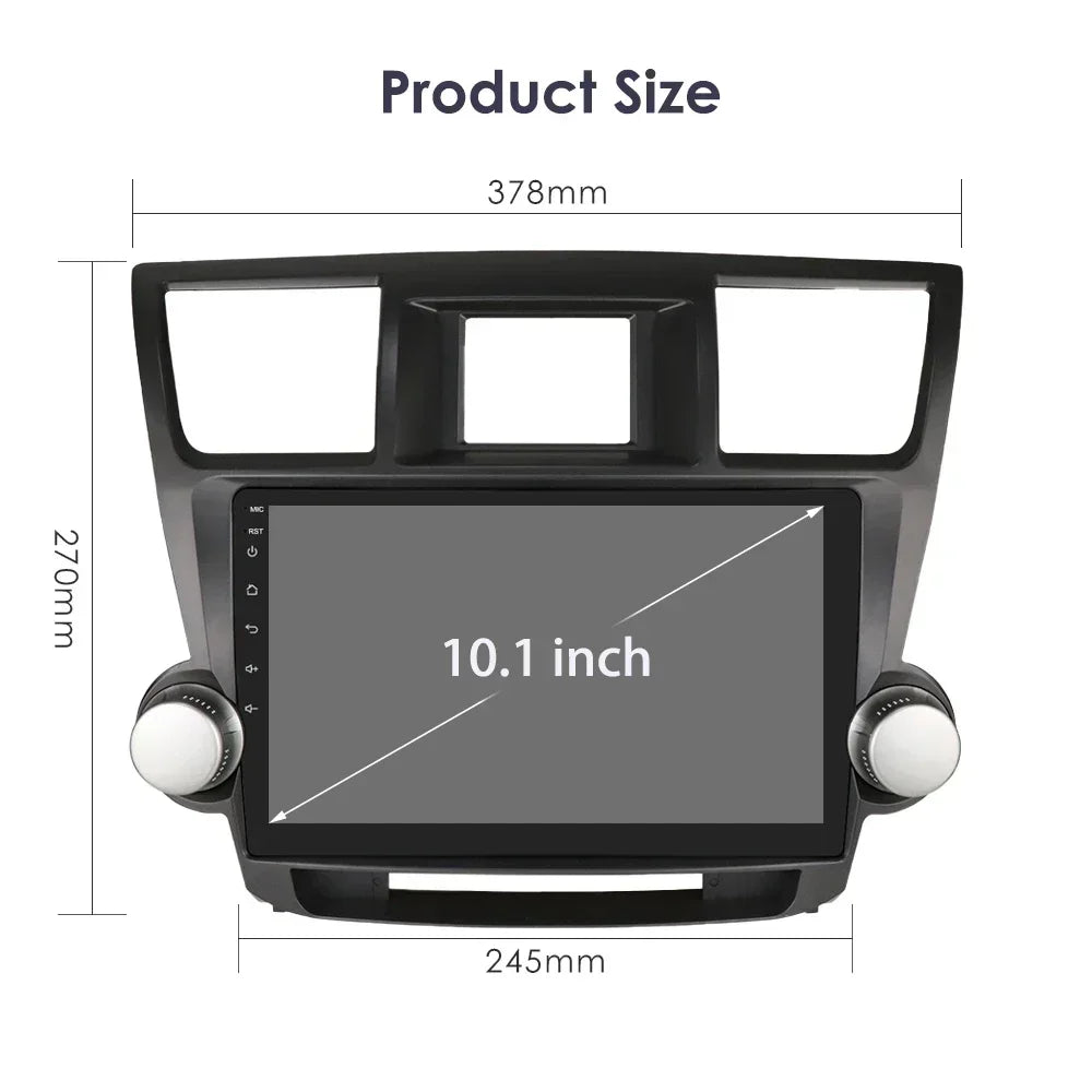 Toyota Highlander Kluger 2 XU40 2007 - 2013  9" Android 14 Carplay Android auto wireless wifi bt gps 4g   AUTMHIGTY
