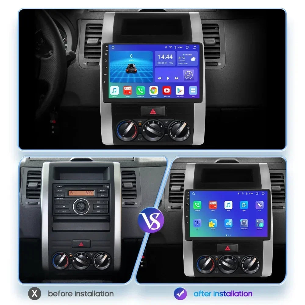 Nissan X-Trail X Trail 2 T31 2007 - 2015 9" Android 14 Carplay Android auto wireless wifi bt gps 4g AUTMXTRNS