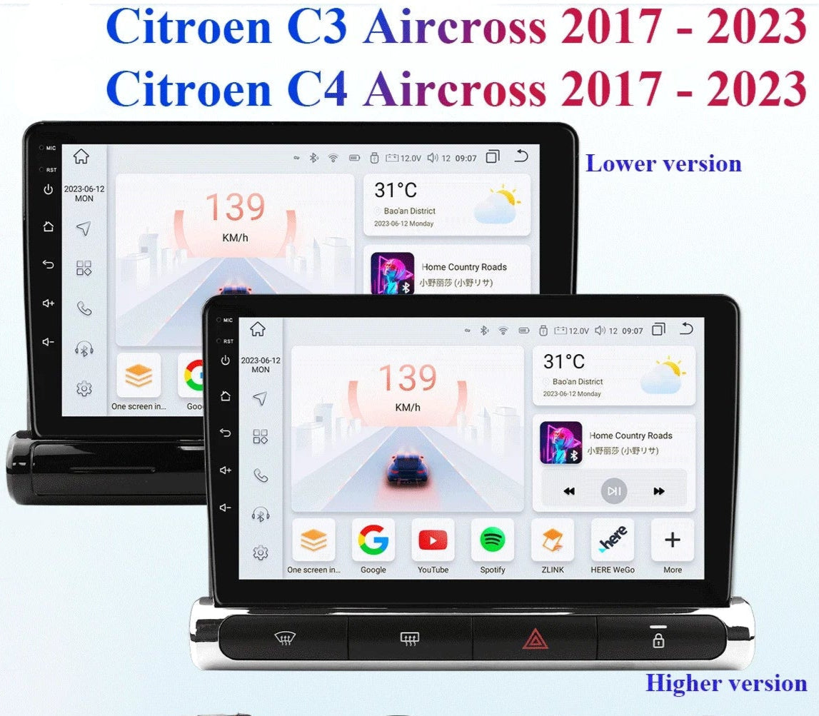 Citroen C3 C4 Aircorss  2017 - 2023 9" ANDROID 12 Carplay Android auto wireless radio RDS WIFI GPS BT USB AUTMCTRC349