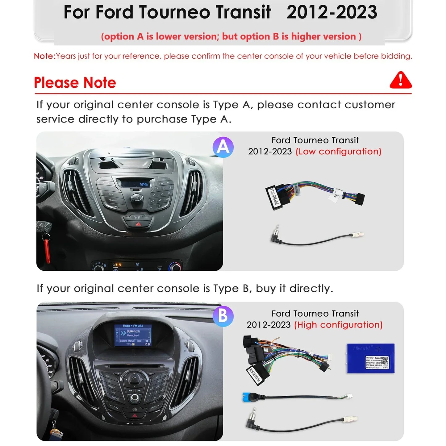Ford Transit Tourneo 2012-2023 9,7" Android 14 Carplay Android auto wireless wifi bt gps 4g AUTM1KTA