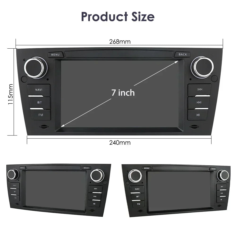 BMW E90/E91/E92/E93 3 Series 2006-2012 7" Android 14 Carplay Android auto wireless wifi bt gps 4g  AUTM70P3