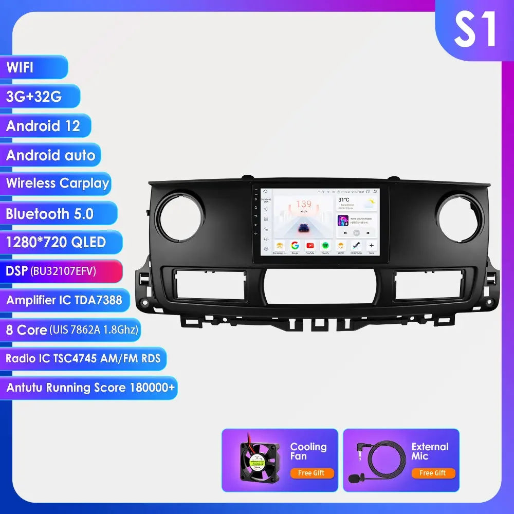 Renault Master 2003 - 2011 9" Android 14 Carplay Android auto wireless wifi bt gps 4g  AUTMAV61
