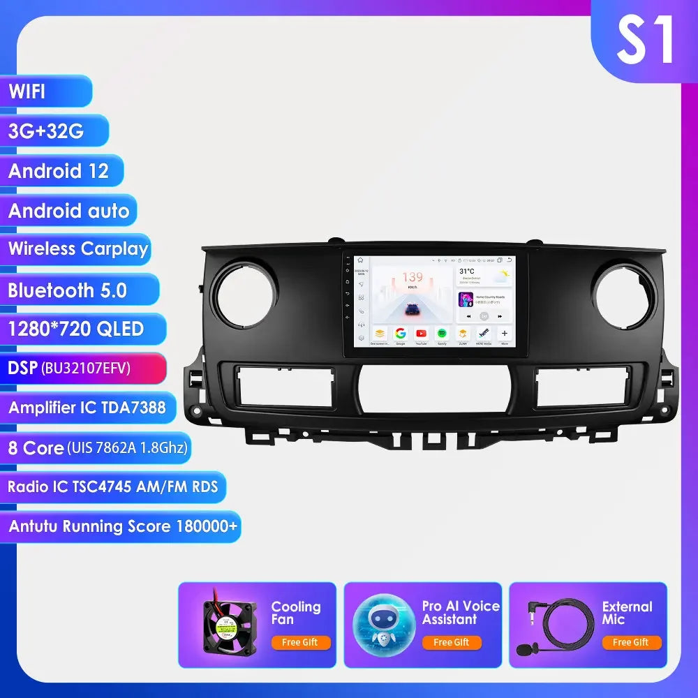 Renault Master 2003 - 2011 9" Android 14 Carplay Android auto wireless wifi bt gps 4g  AUTMAV61