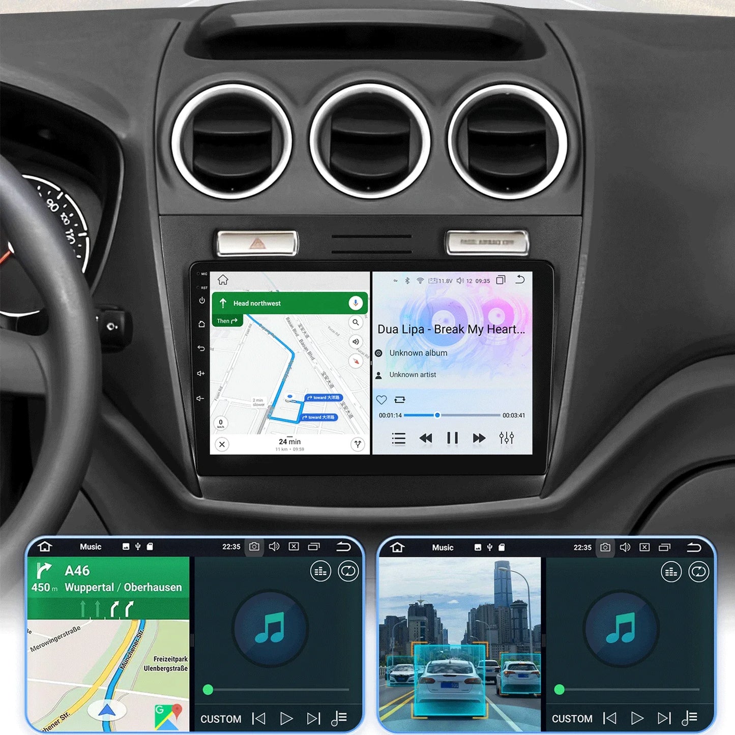 Ford Transit Tourneo Connect  2005 - 2014  9" Android 14 Carplay Android auto wireless wifi bt gps 4g  AUTMC11Z
