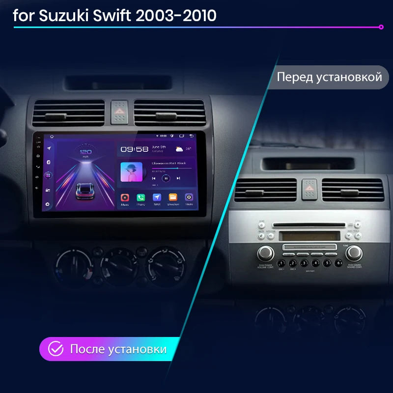 Suzuki Swift 2003 -2010 V1 AI Voice Wireless CarPlay Android Auto Radio RDS WIFI BT GPS 4G Car Multimedia AUTMXKSZSW