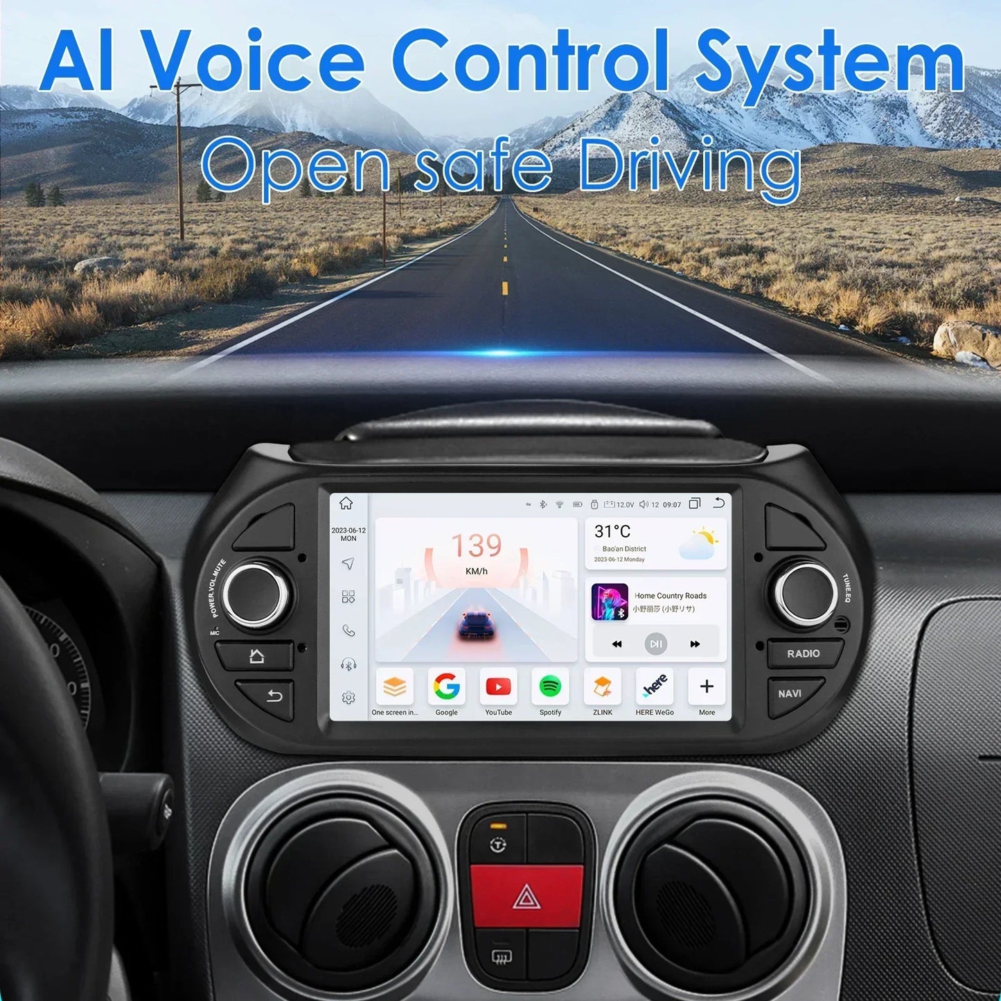 Fiat Qubo/ Fiorino / Citroen Nemo / Peugeot Bipper 7" Android 14 Carplay Android auto wireless wifi bt gps 4g   AUTMZVQA
