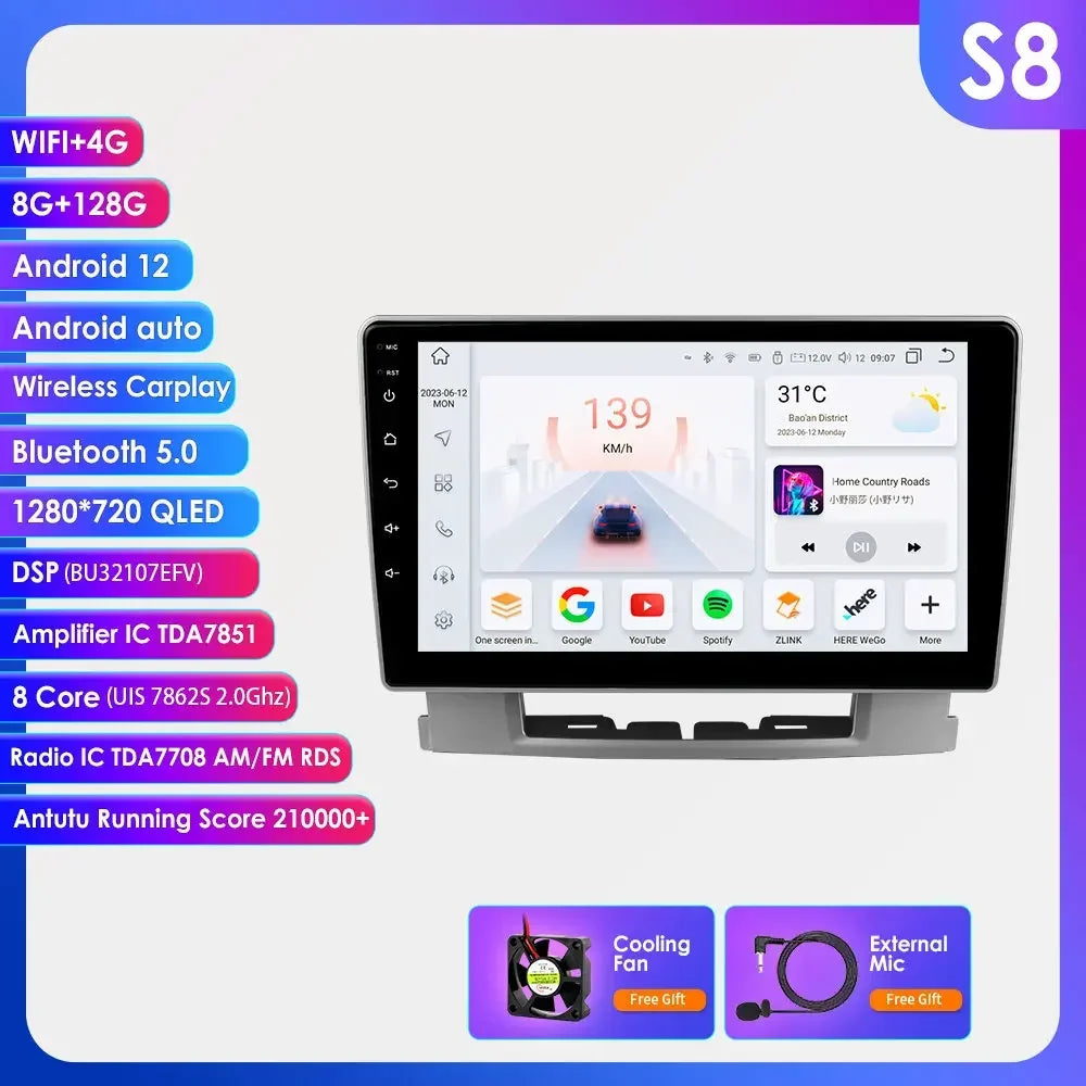 Opel Astra J 2009-2017  9" / 10,33" Android 14 Carplay  Android auto wirell WIFI BT 4G USB GPS AUTMOSTRJ