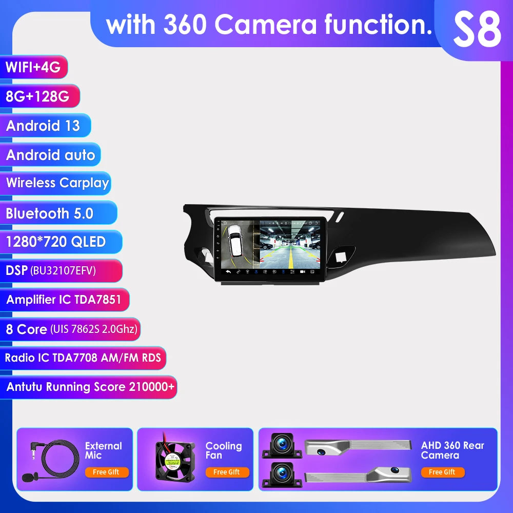 Citroen C3 DS3 2010-2016 Android 14 9" CarPlay Android Auto Radio RDS WIFI GPS BT 4G Car Multimedia autoradio AUTMATRDS3