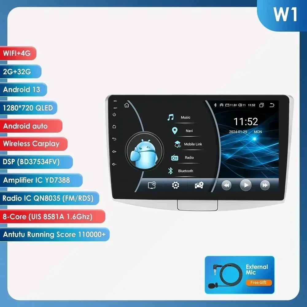 Volkswagen VW Passat B7 CC 2005-2013 10,1" Android 14 Carplay Android auto wireless wifi bt gps 4g  AUTMBNJ2